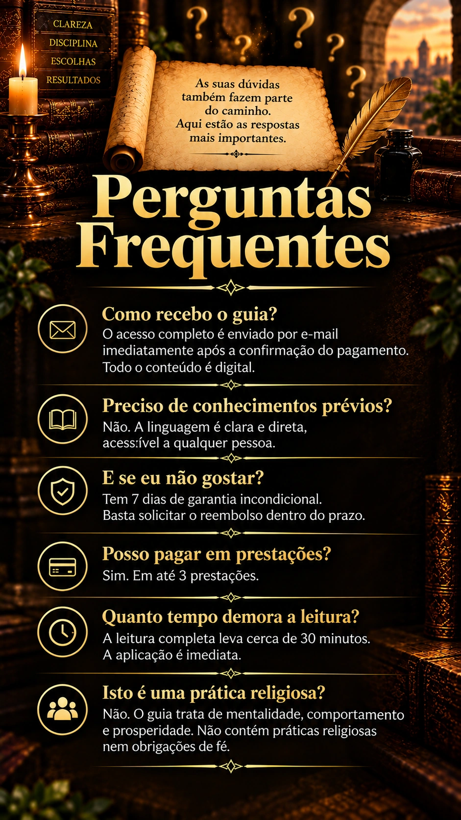 Perguntas frequentes sobre acesso, pagamento e garantia
